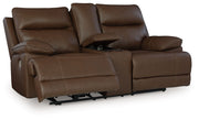 Vonryan - Power Reclining Loveseat With Console / Adj Headrest - Tobacco - R&R Furniture Gallery (Fountain Valley, CA)