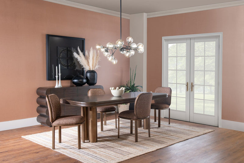 Mataranka Dining Chair in Giraffe Chenille and Brushed Golden Stainless Steel