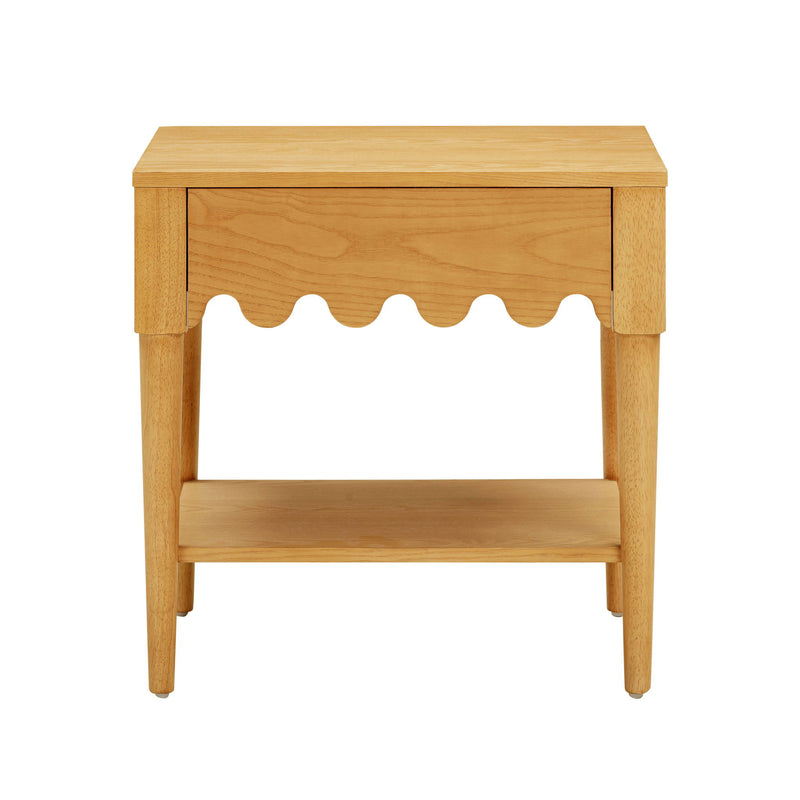 TOV Furniture Oodle accent nightstand with a modern design, featuring a wooden finish and sleek storage drawer.