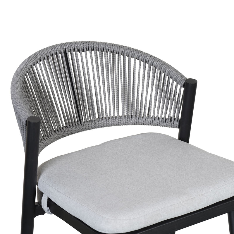 Outdoor Bar Height Metal Frame Counter Stools With Scallop Shaped Backrest & Water Resistant Cushions - R&R Furniture Gallery (Fountain Valley, CA)