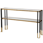 Uttermost Kentmore glass console table with sleek metal frame and clear glass top, modern design for entryways or living rooms.