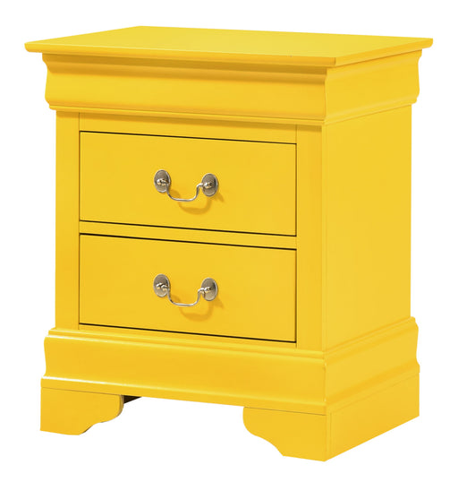 Traditional style accent nightstand by Glory Furniture with a wood finish, featuring a drawer and open shelf for storage.