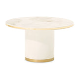 Michael Amini Gineverra round cocktail table with ivory and gold finish, showcasing a stylish and elegant design.