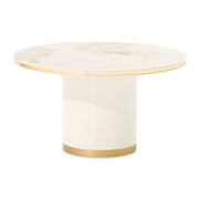 Michael Amini Gineverra round cocktail table with ivory and gold finish, showcasing a stylish and elegant design.