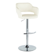Set of two Lumi Source Margarite contemporary adjustable barstools with swivel, rounded T-footrest, and padded seats.