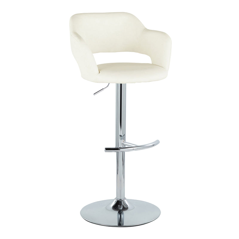 Set of two Lumi Source Margarite contemporary adjustable barstools with swivel, rounded T-footrest, and padded seats.