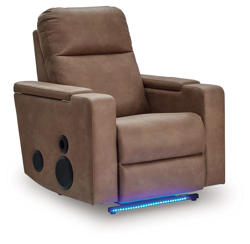 Lorrenton - Glider Power Recliner With Audio System - Caramel - R&R Furniture Gallery (Fountain Valley, CA)