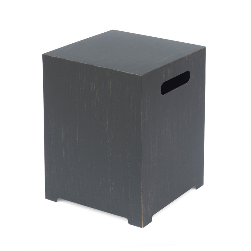 Modern Noble House tank holder side table with powder-coated frame, featuring a sleek storage surface and sturdy design.