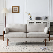 Noble House mid-century modern stationary sofa with wood sides, featuring sleek design and plush upholstery.