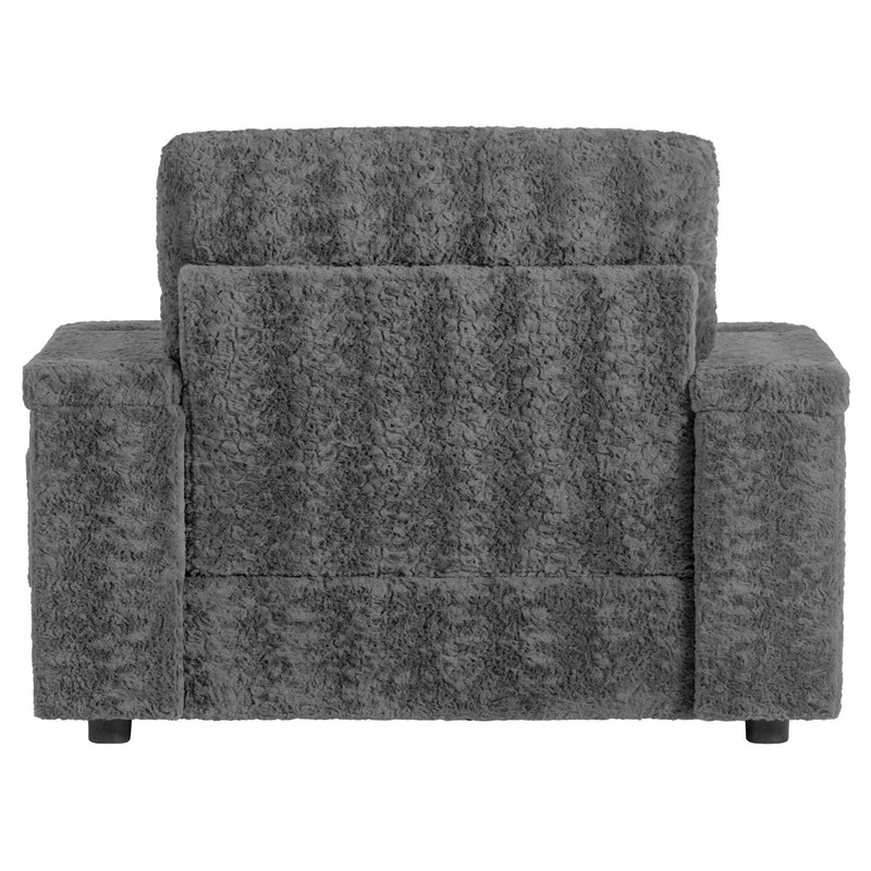 Oversized Chaise Lounge Indoor Rabbit Fur Sofa Bed With Storage Ottoman And Armrests Cup Holders With Deep Seat - R&R Furniture Gallery (Fountain Valley, CA)