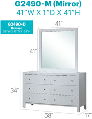 Elegant transitional dresser by Glory Furniture featuring sleek wood finish and multiple drawers for stylish storage.