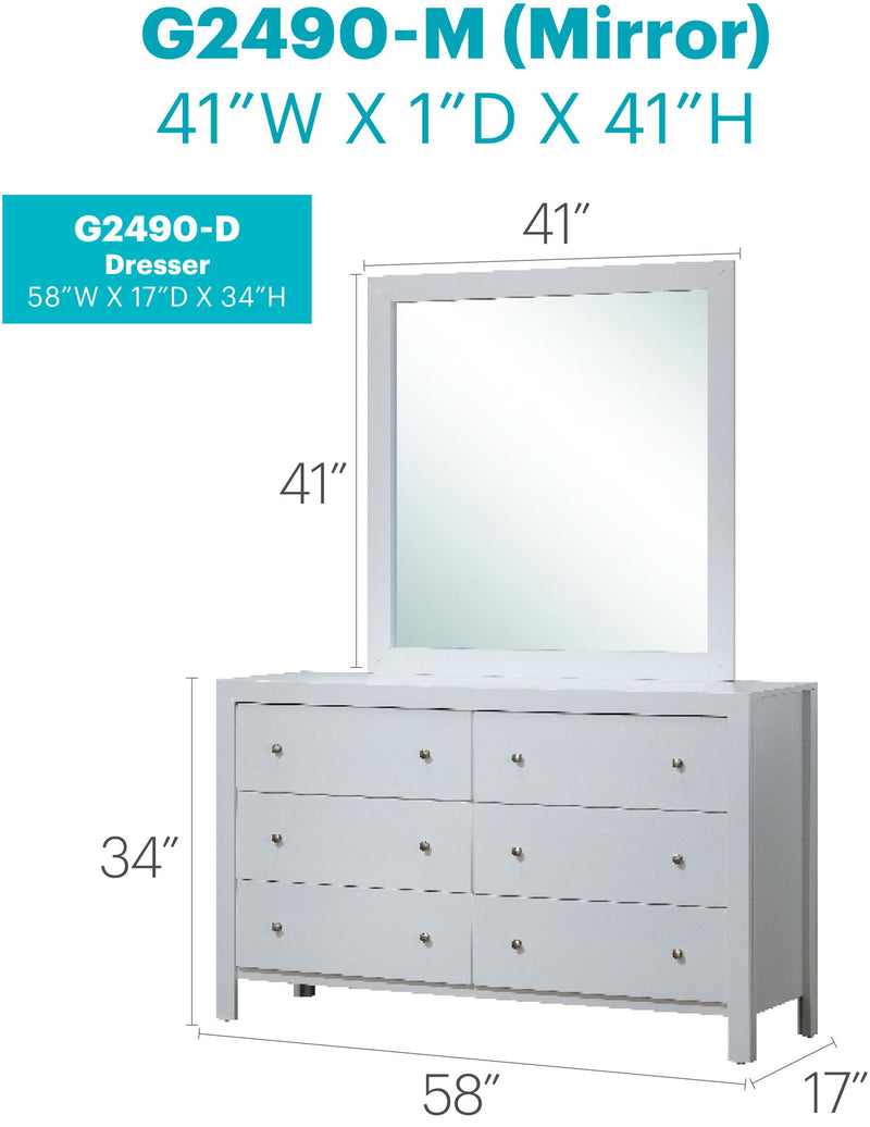 Elegant transitional dresser by Glory Furniture featuring sleek wood finish and multiple drawers for stylish storage.