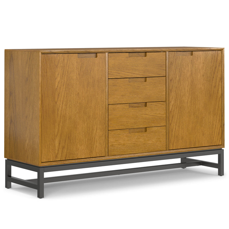 Banting Sideboard with Centre Drawers — Modern Industrial Storage Cabinet in Oak or Walnut - R&R Furniture Gallery (Fountain Valley, CA)