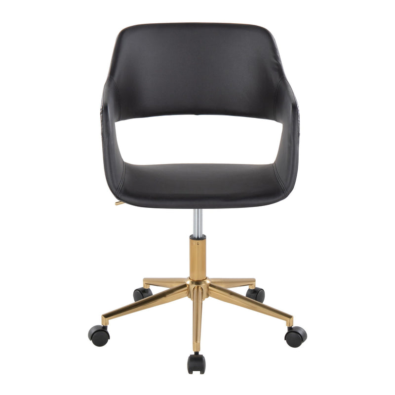 Lumi Source Margarite contemporary task desk chair with black and white upholstery and adjustable height for modern office use.