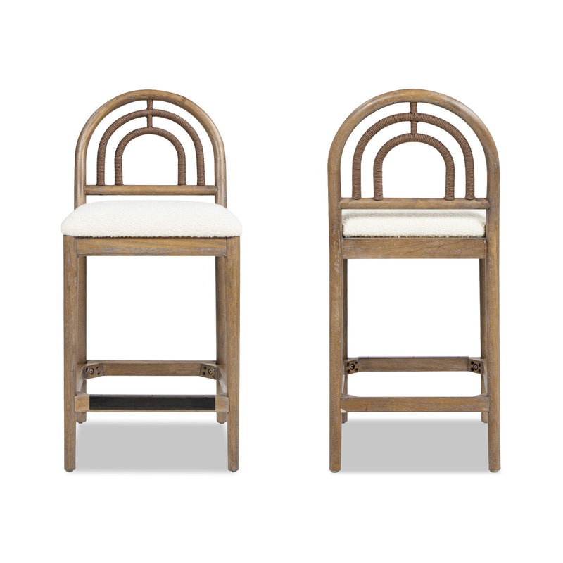 Leon - Arched Back & Upholstered Counter Stool (Set of 2) - Ivory White - R&R Furniture Gallery (Fountain Valley, CA)