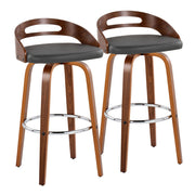 Lumi Source Cassis contemporary fixed height barstools with swivel and round footrest, set of 2, showcasing sleek modern design