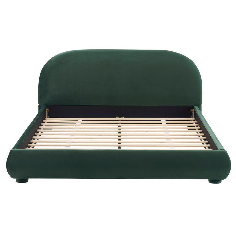 Upholstered Simple Modern Bedroom Bed With Curved Headboard - R&R Furniture Gallery (Fountain Valley, CA)