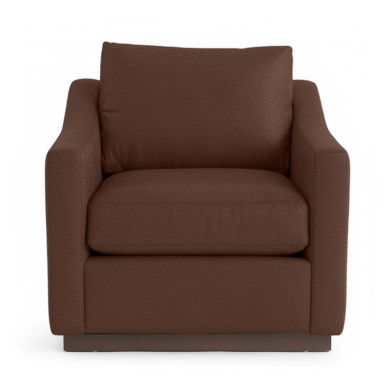 Classic Home Aspen accent arm chair with plush beige upholstery and wooden legs, stylish and comfortable for living rooms.