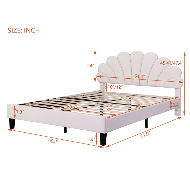 Upholstered Platform Bed With Flower Pattern Headboard - R&R Furniture Gallery (Fountain Valley, CA)