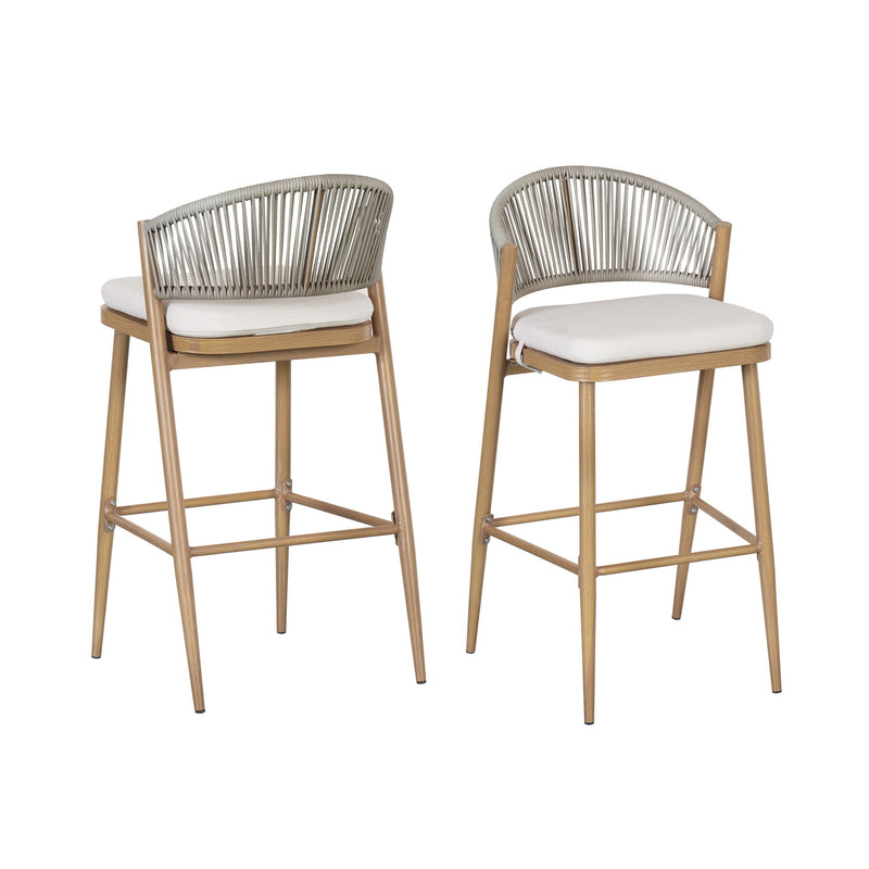 Outdoor Bar Height Metal Frame Counter Stools With Scallop Shaped Backrest & Water Resistant Cushions - R&R Furniture Gallery (Fountain Valley, CA)