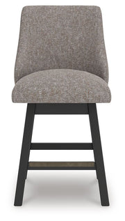 Neymorton - Upholstered Swivel Barstool (Set of 2) - Dark Grayish Brown - R&R Furniture Gallery (Fountain Valley, CA)