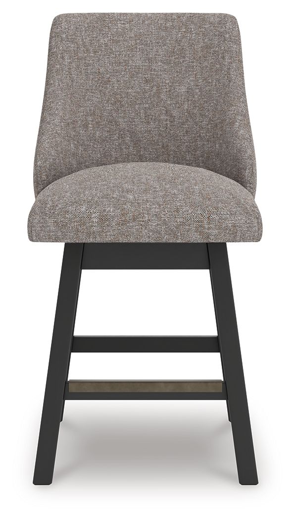 Neymorton - Upholstered Swivel Barstool (Set of 2) - Dark Grayish Brown - R&R Furniture Gallery (Fountain Valley, CA)