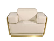 1111 - Leather Chair - Beige - R&R Furniture Gallery (Fountain Valley, CA)