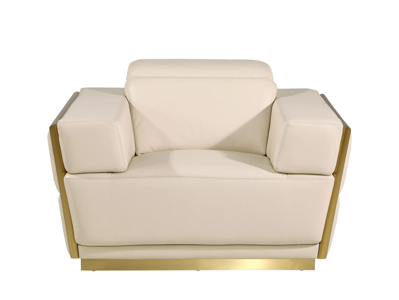 1111 - Leather Chair - Beige - R&R Furniture Gallery (Fountain Valley, CA)