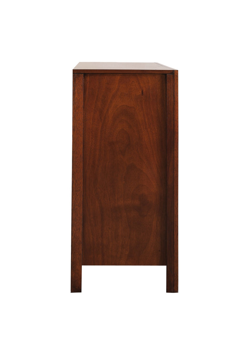 Cherry Summit dresser by Glory Furniture featuring a sleek modern design with multiple drawers for bedroom storage.