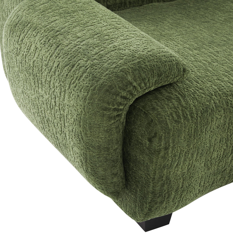 Noble House 3-seater sofa couch with curved armrests, stationary design in neutral fabric, showcasing comfortable seating and modern style.