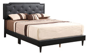 Button tufted upholstered bed by Glory Furniture with a cozy, elegant design perfect for charming bedroom spaces.