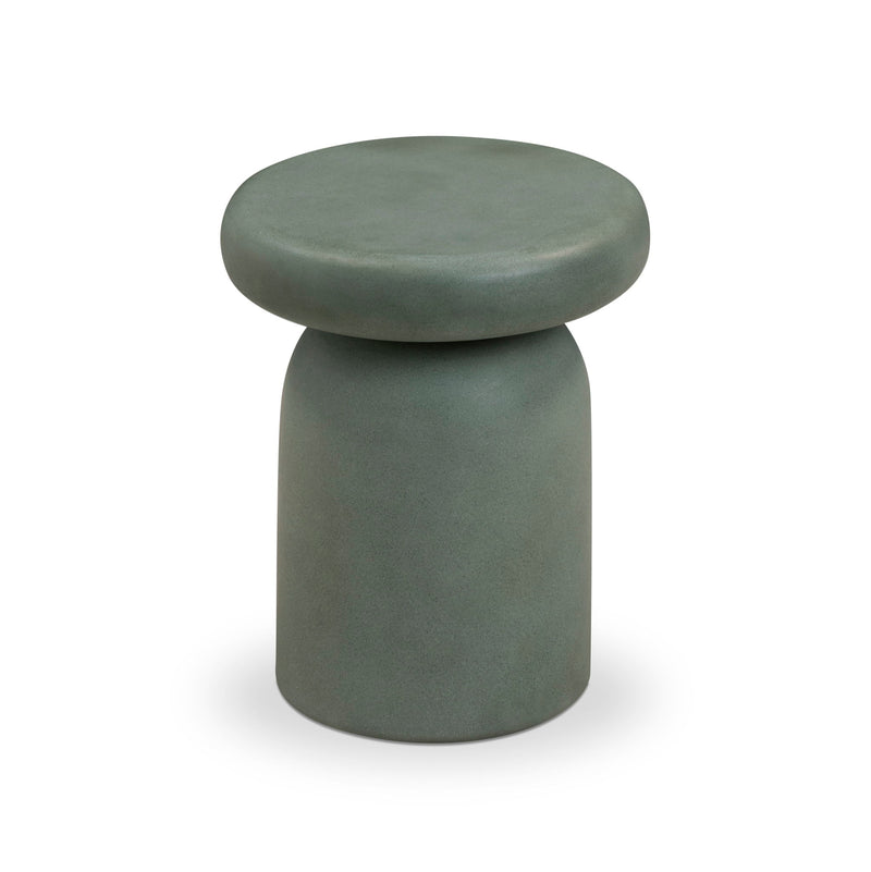 TOV Furniture Lydia side table with a sleek modern design, featuring a round top and slim metal legs.