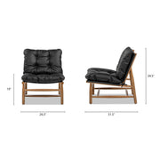 Oxford Leather Mid-Century Modern Accent Chair - Noir Black - R&R Furniture Gallery (Fountain Valley, CA)