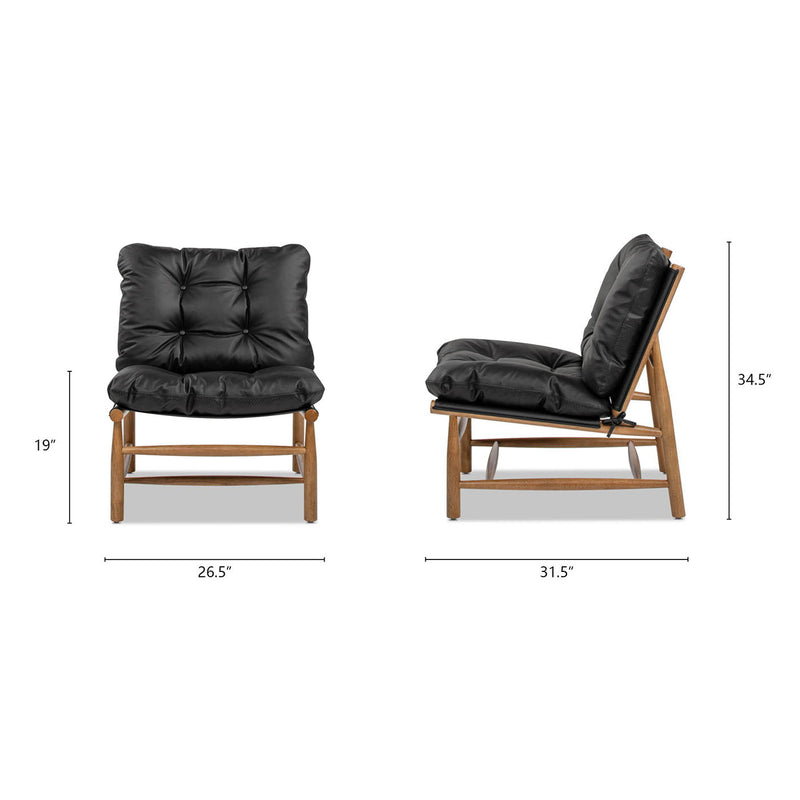 Oxford Leather Mid-Century Modern Accent Chair - Noir Black - R&R Furniture Gallery (Fountain Valley, CA)