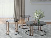 Hannerly - Occasional Table Set (Set of 3) - Black / Gold Finish - R&R Furniture Gallery (Fountain Valley, CA)