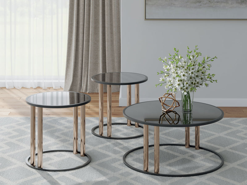 Hannerly - Occasional Table Set (Set of 3) - Black / Gold Finish - R&R Furniture Gallery (Fountain Valley, CA)