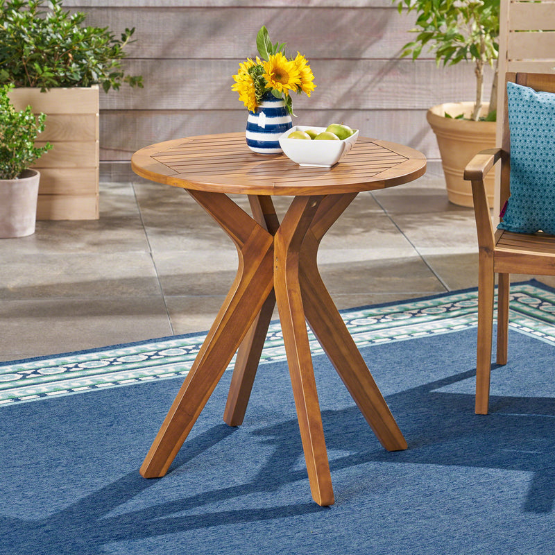 Stamford - Outdoor Bistro Table Acacia Wood X - Base - Teak - R&R Furniture Gallery (Fountain Valley, CA)