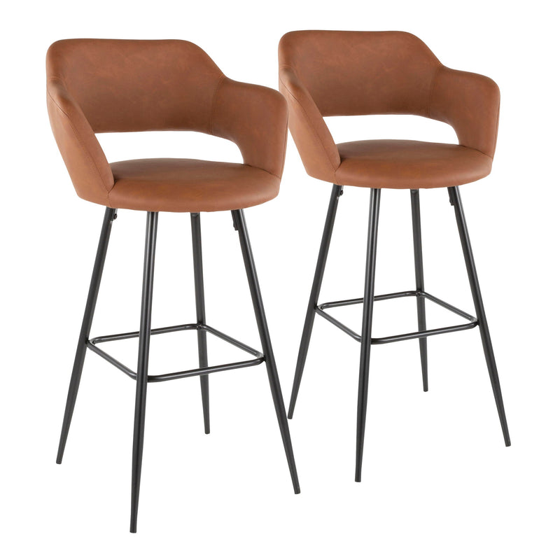 Set of two Lumi Source Margarite contemporary barstools with sleek design and wooden seats, ideal for modern kitchen or bar area