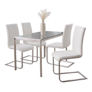 Lumi Source Fuji Foster contemporary 5-piece dining set with glass tabletop and modern design, perfect for stylish dining spaces.