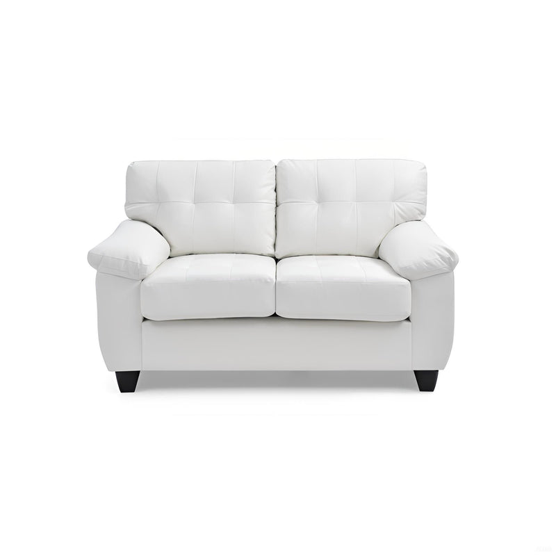 Glory Furniture Gallant stationary loveseat with plush fabric upholstery and cushioned armrests, ideal for cozy living room seating.