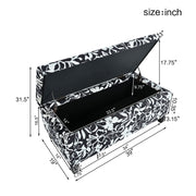 Luxury Storage Ottoman With Floral Patterned Fabric, Soft-Close Hinges, Multi Functional - R&R Furniture Gallery (Fountain Valley, CA)