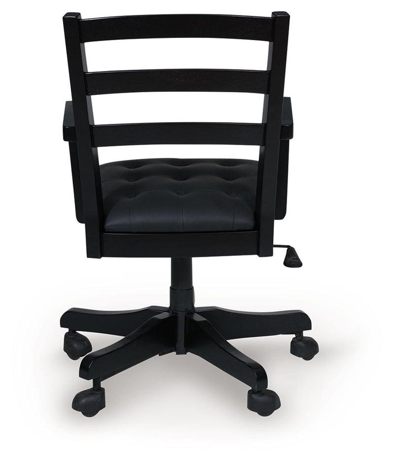 Wildenauer - Home Office Swivel Desk Chair - Brown / Black - R&R Furniture Gallery (Fountain Valley, CA)