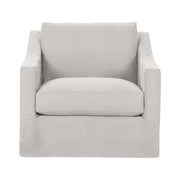Classic Home Kipton swivel chair with cushioned seat, wooden base, and modern design, shown in a cozy living room setting.