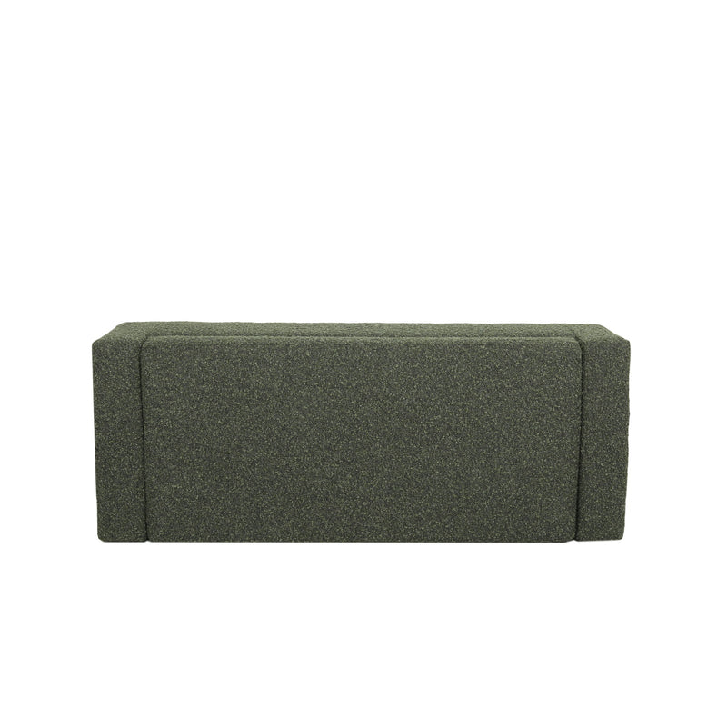 Noble House textured fabric ottoman bench with hinged lid, beige upholstery, and wooden legs, perfect for living room seating and storage.