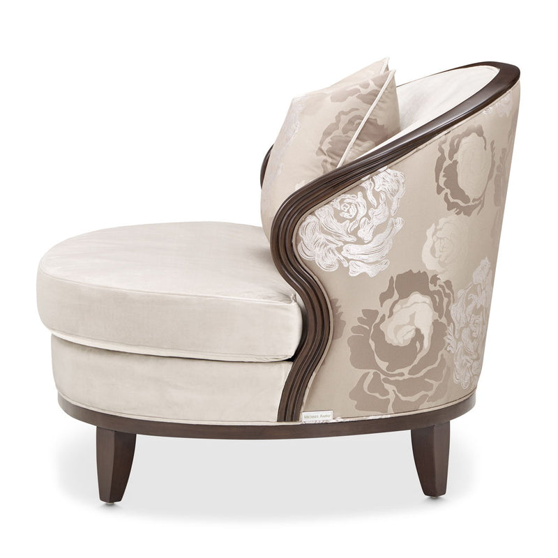 Camellia Field - Velvet Matching Chair - Beige / Dark Brown - R&R Furniture Gallery (Fountain Valley, CA)