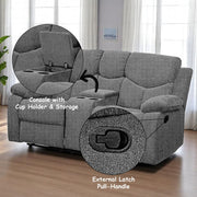 Kalen - Motion Loveseat With Console - Gray Chenille - R&R Furniture Gallery (Fountain Valley, CA)