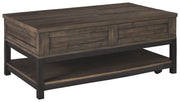Johurst - LIFT TOP COCKTAIL TABLE - Grayish Brown - R&R Furniture Gallery (Fountain Valley, CA)