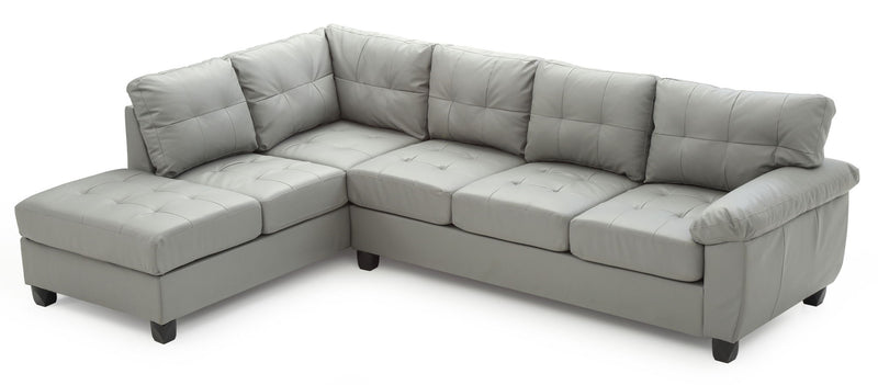 Glory Furniture Gallant stationary sectional sofa with plush cushions and fabric upholstery in a modern living room setting.