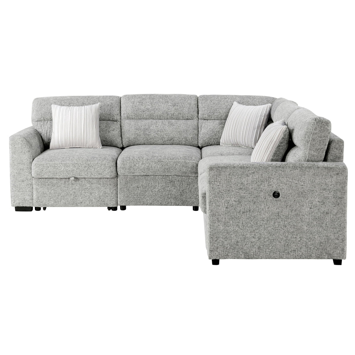 Emiliano - Sectional Sofa With 3 Pillows - Nickel