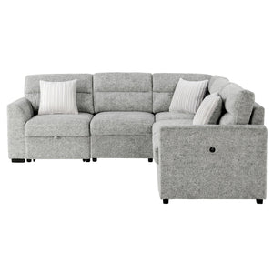 Emiliano - Sectional Sofa With 3 Pillows - Nickel